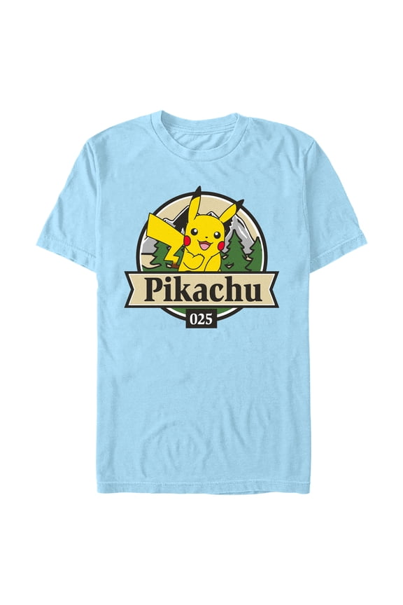 Men's Pokemon Forest Pikachu Graphic Tee Light Blue Large