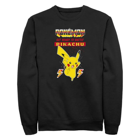 Men's Pokemon Get Ready to Battle Pikachu Retro  Sweatshirt Black Large