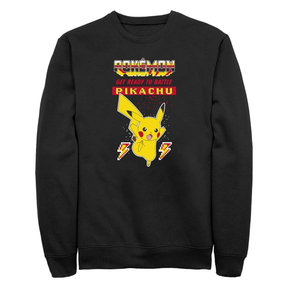 Men's Pokemon Get Ready to Battle Pikachu Retro  Sweatshirt Black Medium