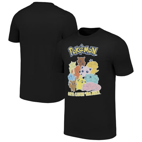 Unisex Black Pokemon Catch 'Em All T-Shirt