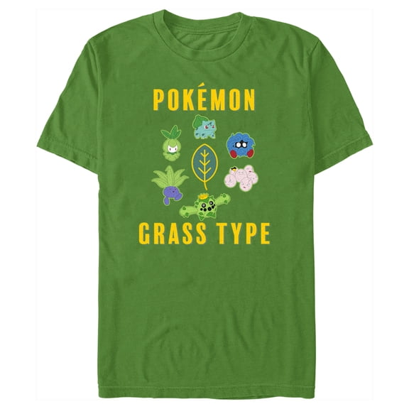 Men's Pokemon Grass Type Group  Graphic Tee Kelly Green 2X Large