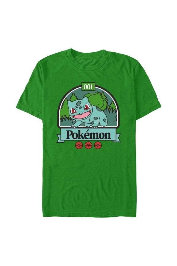Men's Pokemon Grasslands Bulbasaur  Graphic Tee Kelly Green X Large