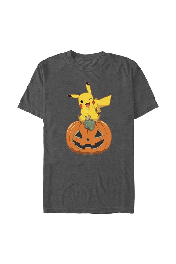 Men's Pokemon Halloween Jack-O'-Lantern Pikachu Graphic T-Shirt