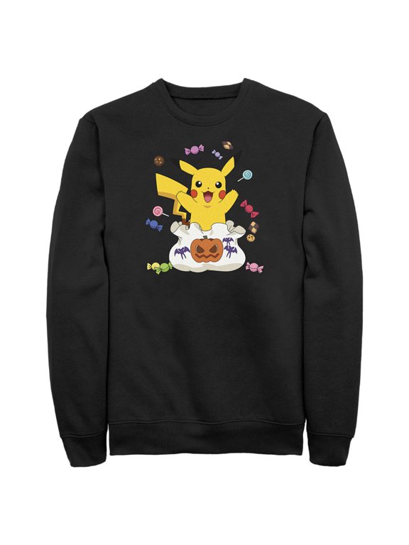 Men's Pokemon Halloween Pikachu Candy Bag Sweatshirt Black Large