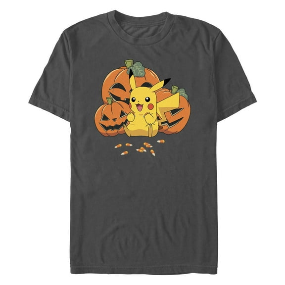 Men's Pokemon Halloween Pikachu Jack-O'-Lanterns Graphic T-Shirt