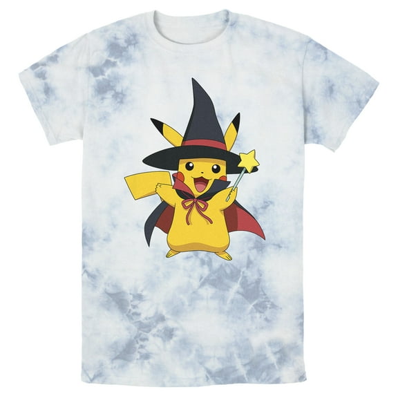 Men's Pokemon Halloween Pikachu Magic Wand  Graphic Tee White/Blue Large