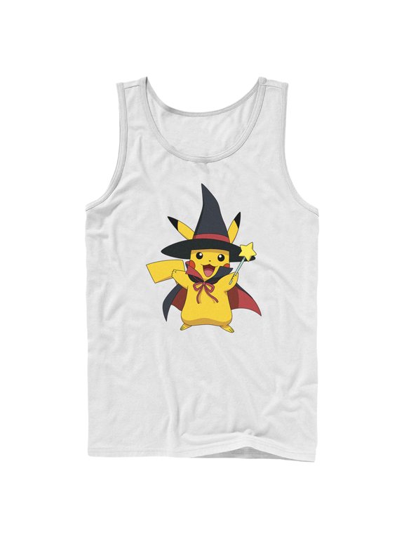 Men's Pokemon Halloween Pikachu Magic Wand Tank Top White Large