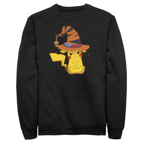 Men's Pokemon Halloween Pikachu Witch  Sweatshirt Black 3X Large