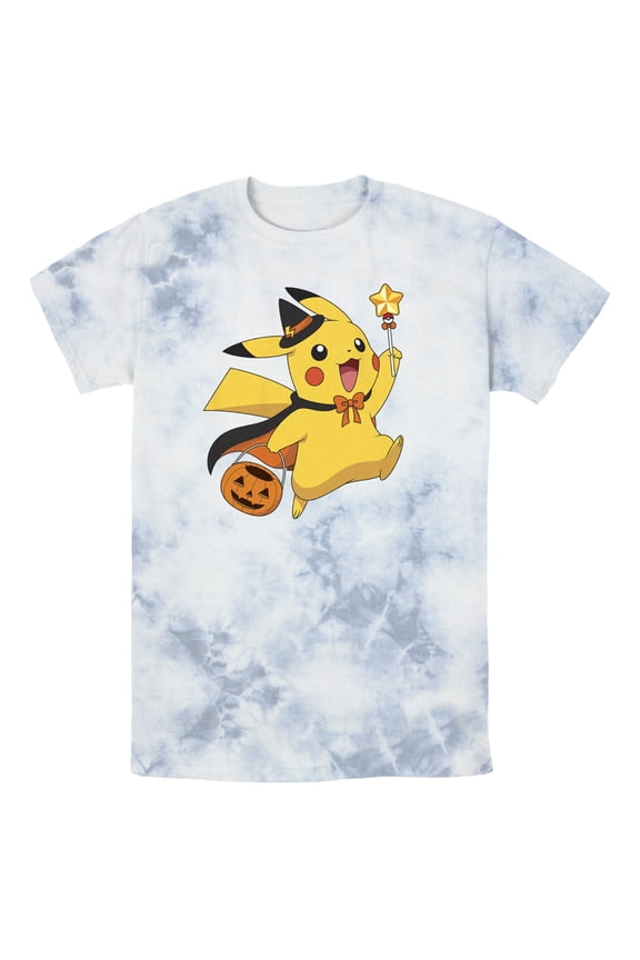 Men's Pokemon Halloween Pikachu Wizard Graphic Tee White/Blue Large