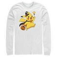 thumbnail image 1 of Men's Pokemon Halloween Pikachu Wizard Long Sleeve Shirt White Small, 1 of 4