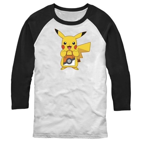 Men's Pokemon Halloween Trick or Treat Pikachu  Baseball Graphic Tee White/Black 2X Large