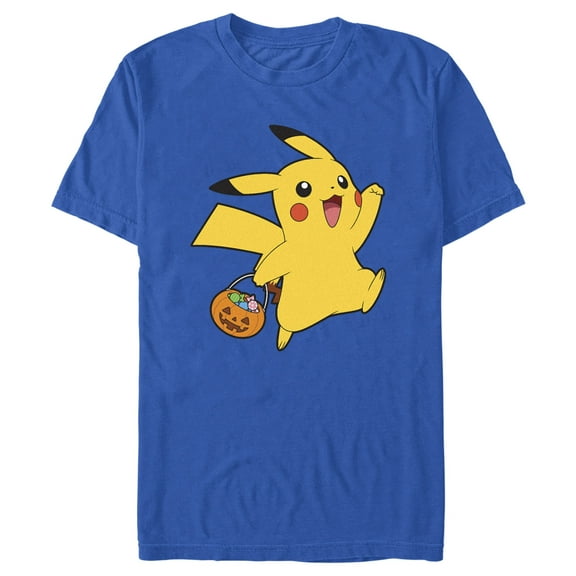 Men's Pokemon Halloween Trick-or-Treating Pikachu Graphic Tee Royal Blue Medium