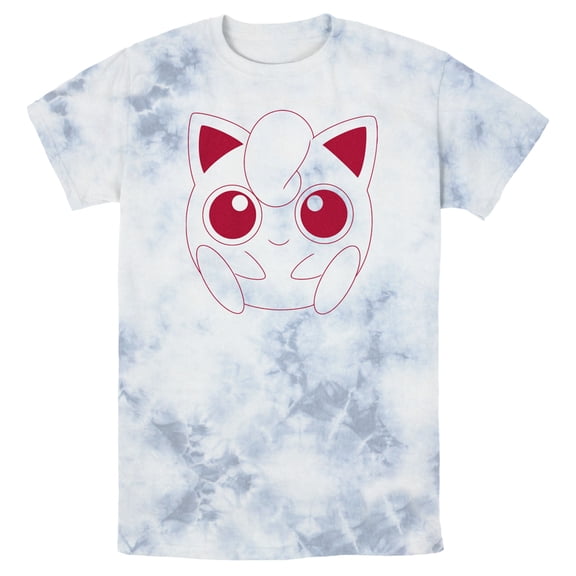 Men's Pokemon Jigglypuff Line Art Face  Graphic Tee White/Blue Large