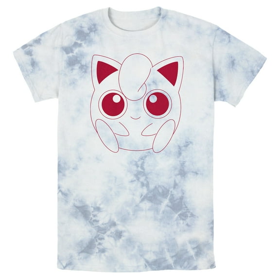 Men's Pokemon Jigglypuff Line Art Face Graphic Tee White/Blue Medium