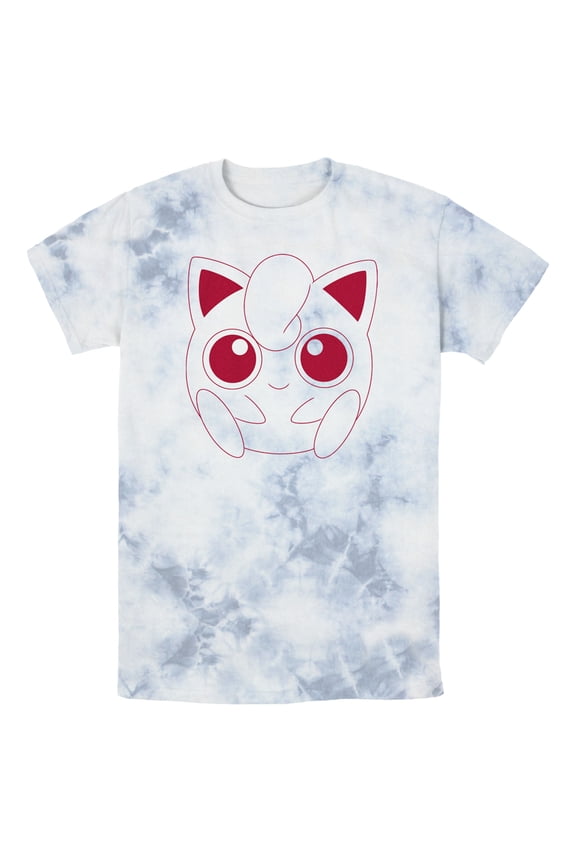 Men's Pokemon Jigglypuff Line Art Face  Graphic Tee White/Blue X Large