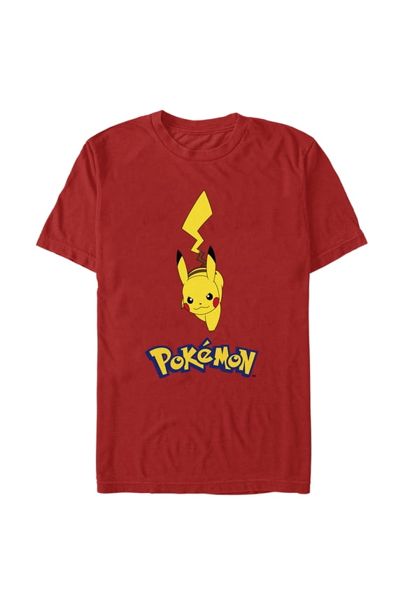 Men's Pokemon Logo Running Pikachu  Graphic Tee Red Medium