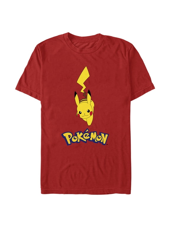 Men's Pokemon Logo Running Pikachu Graphic Tee Red X Large