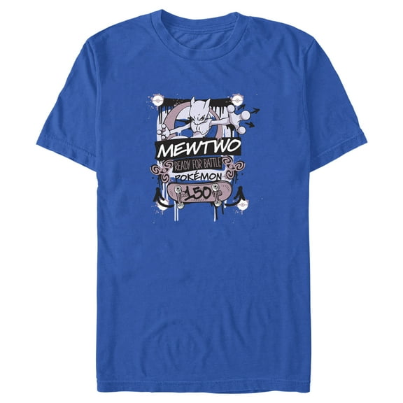 Men's Pokemon Mewtwo Ready for Battle Graphic Tee Royal Blue Medium