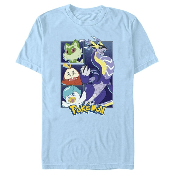 Men's Pokemon Miraidon Group Graphic Tee Light Blue 2X Large