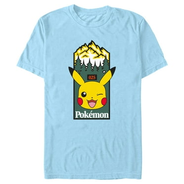 Men's Pokemon Mountain Pikachu  Graphic Tee Light Blue Medium