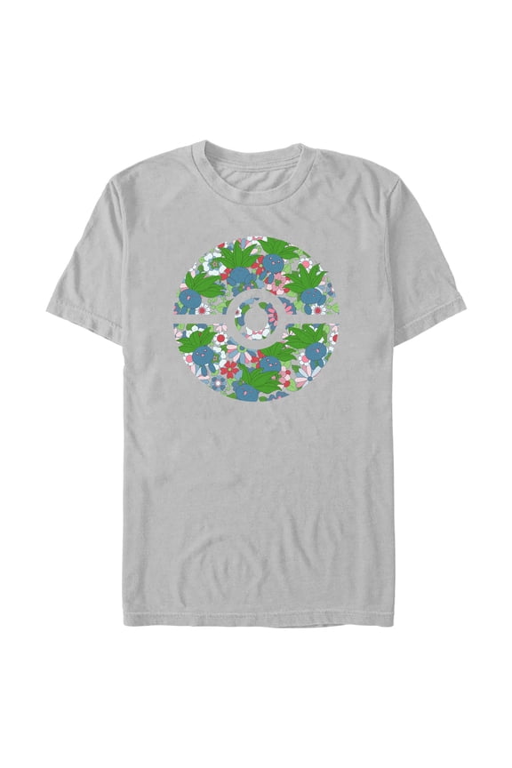 Men's Pokemon Oddish Pokeball Graphic Tee Silver Large