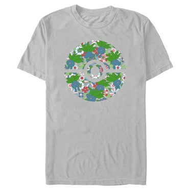 Men's Pokemon Oddish Pokeball  Graphic Tee Silver X Large