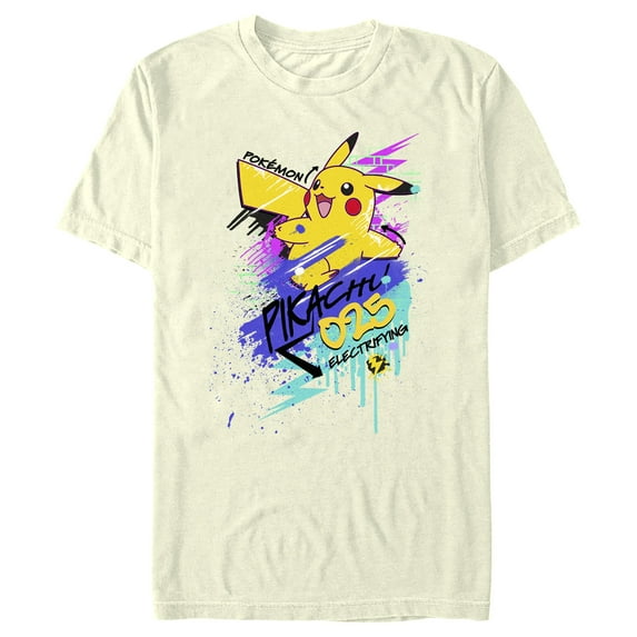 Men's Pokemon Pikachu 025 Electrifying Graphic Tee Beige Small