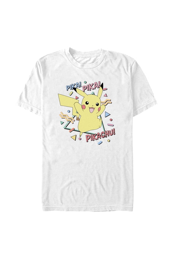 Men's Pokemon Pikachu 80s Party Graphic Tee White Medium
