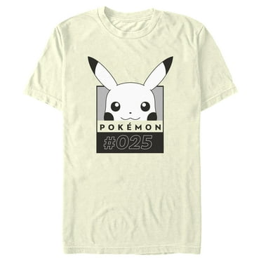 Men's Pokemon Pikachu Black and White  Graphic Tee Beige Small