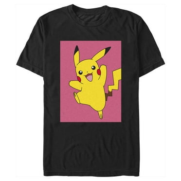 Men's Pokemon Pikachu Happy Jump  Graphic Tee Black 2X Large