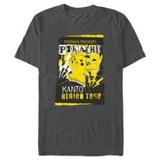 Mens Pokemon Pikachu Kanto Region Tour Poster Graphic Tee Charcoal Large