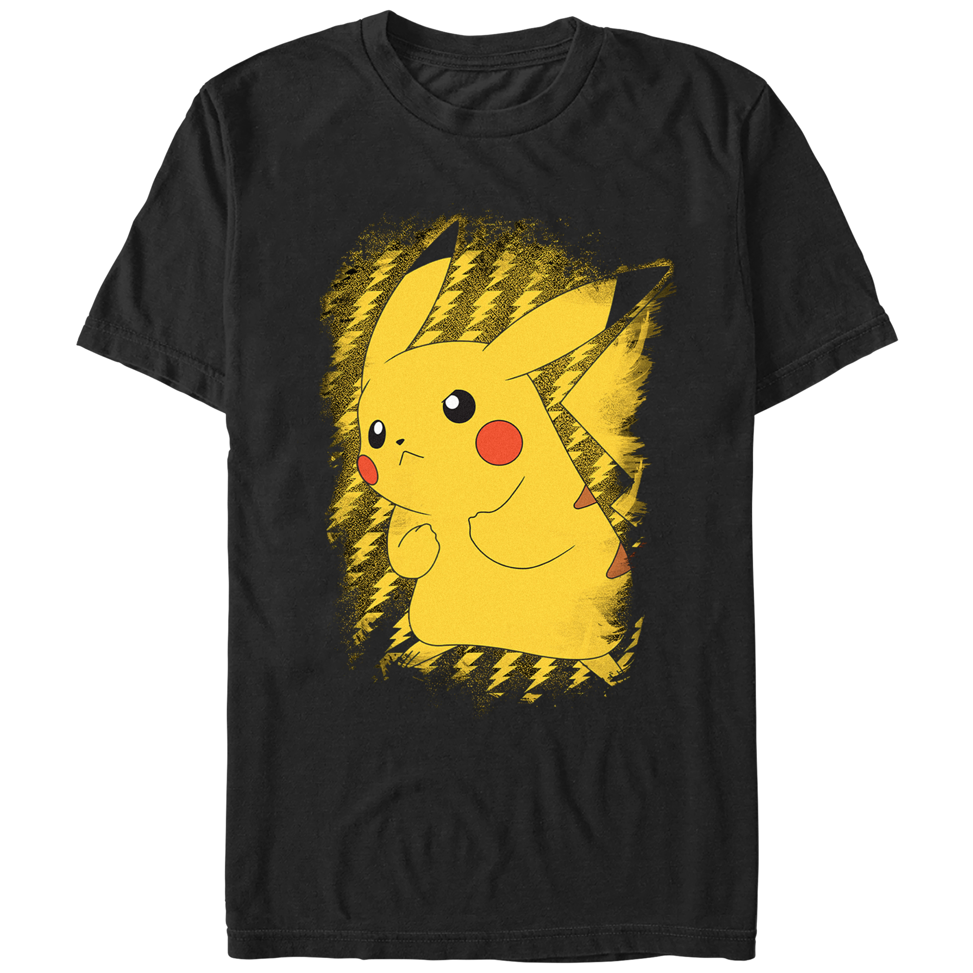 Playera gráfica de hombre Pokémon Pikachu retrato relámpago negra 2XL