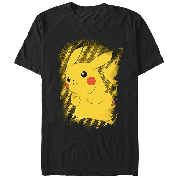 Men's Pokemon Pikachu Lightning Portrait Graphic Tee Black Large