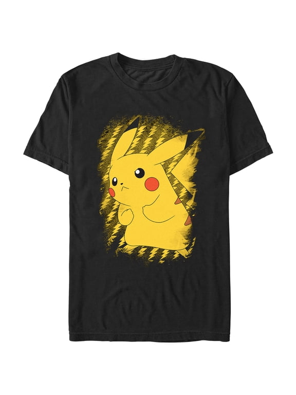 Men's Pokemon Pikachu Lightning Portrait Graphic Tee Black Large