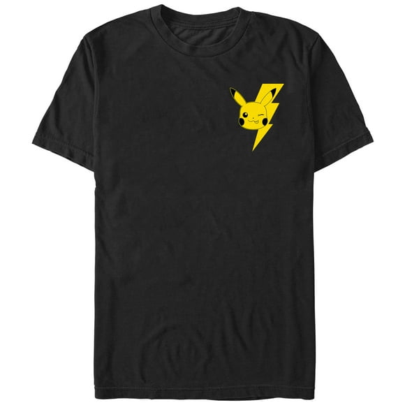 Men's Pokemon Pikachu Lightning logo Graphic Tee Black 2X Large