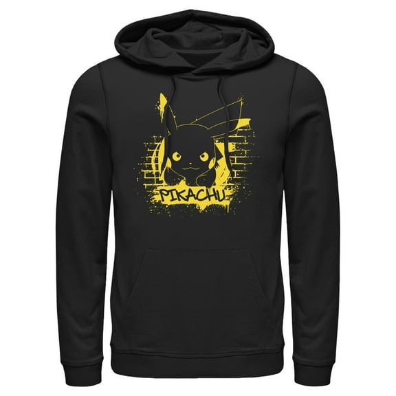 Men's Pokemon Pikachu Mural  Pull Over Hoodie Black 3X Large