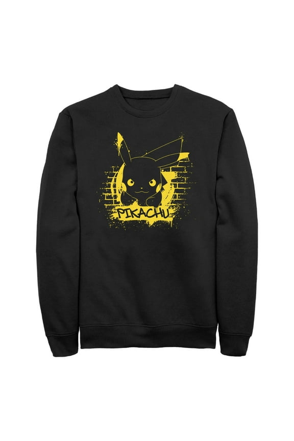 Men's Pokemon Pikachu Mural Sweatshirt Black Large