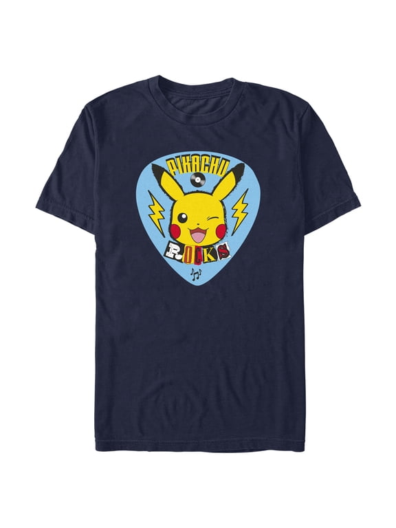 Men's Pokemon Pikachu Rocks Graphic Tee Navy Blue 3X Large