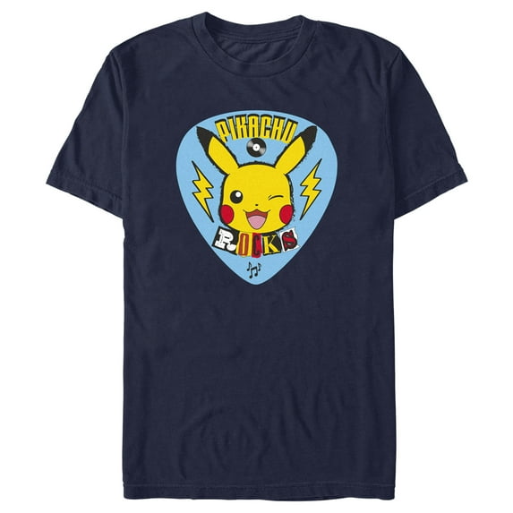Men's Pokemon Pikachu Rocks Graphic Tee Navy Blue Medium
