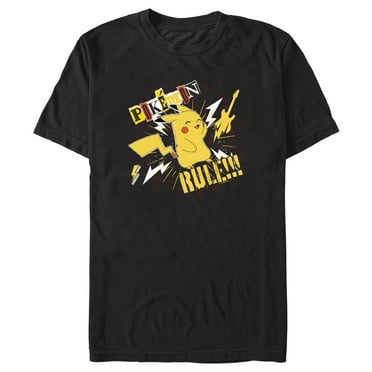 Men's Pokemon Pikachu Rules Guitar  Graphic Tee Black X Large