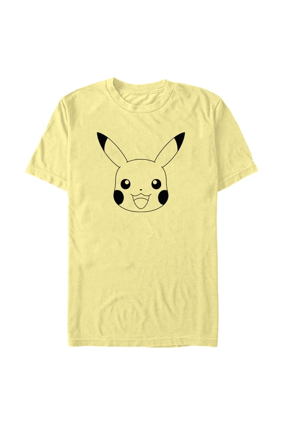 Men's Pokemon Pikachu Simple Face Outline Graphic Tee Banana 2X Large