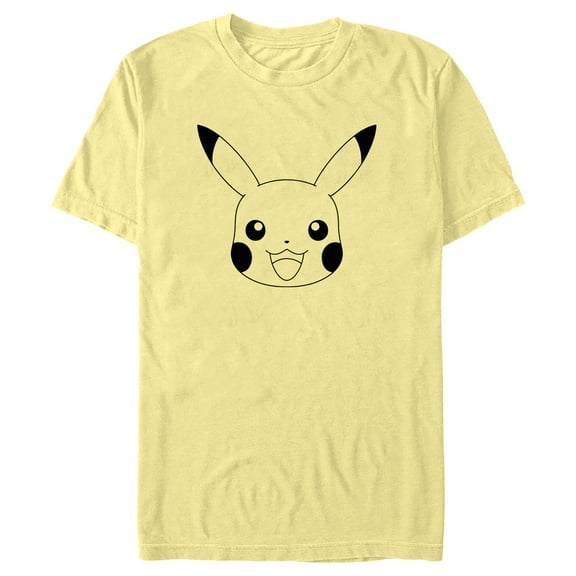 Men's Pokemon Pikachu Simple Face Outline Graphic Tee Banana 3X Large