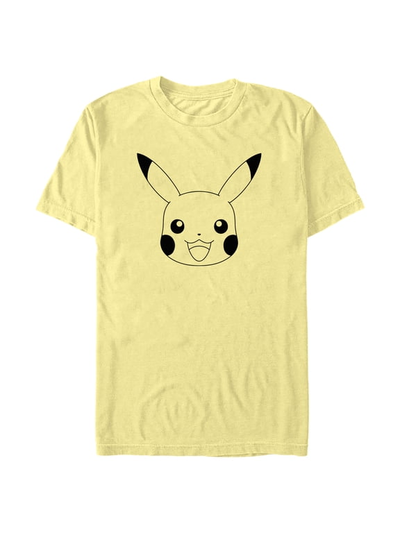 Men's Pokemon Pikachu Simple Face Outline Graphic Tee Banana Large
