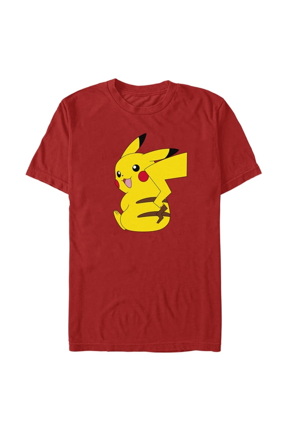 Men's Pokemon Pikachu Sitting Portrait  Graphic Tee Red Small