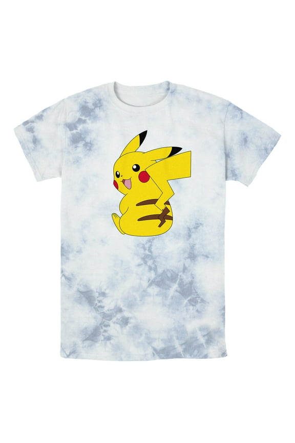 Men's Pokemon Pikachu Sitting Portrait  Graphic Tee White/Blue Large