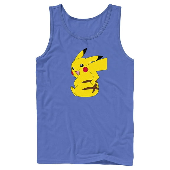 Men's Pokemon Pikachu Sitting Portrait Tank Top Royal Blue Medium