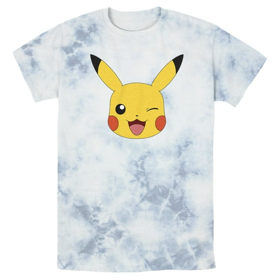 Men's Pokemon Pikachu Wink Face  Graphic Tee White/Blue Small
