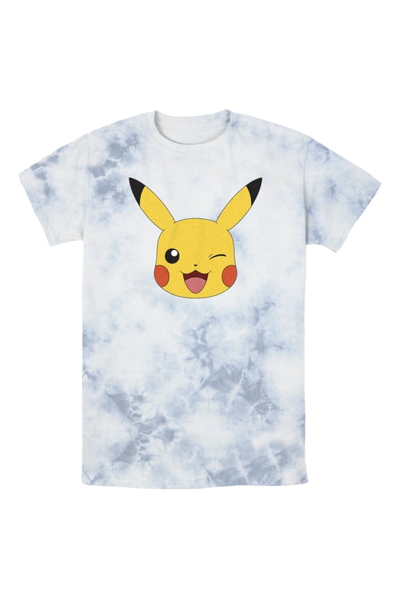 Men's Pokemon Pikachu Wink Face Graphic Tee White/Blue Small