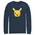 thumbnail image 1 of Men's Pokemon Pikachu Wink Face  Long Sleeve Shirt Navy Blue Small, 1 of 4