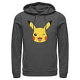 thumbnail image 1 of Men's Pokemon Pikachu Wink Face Pull Over Hoodie Charcoal Heather X Large, 1 of 4
